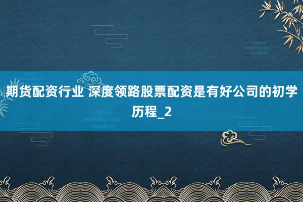 期货配资行业 深度领路股票配资是有好公司的初学历程_2
